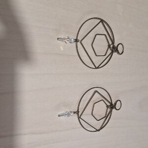 Geometric Silver Earrings with Crystal Accents